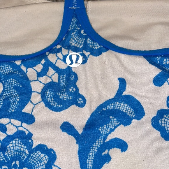 Lululemon Y Tank, Blue Floral Pattern - Picture 3 of 3